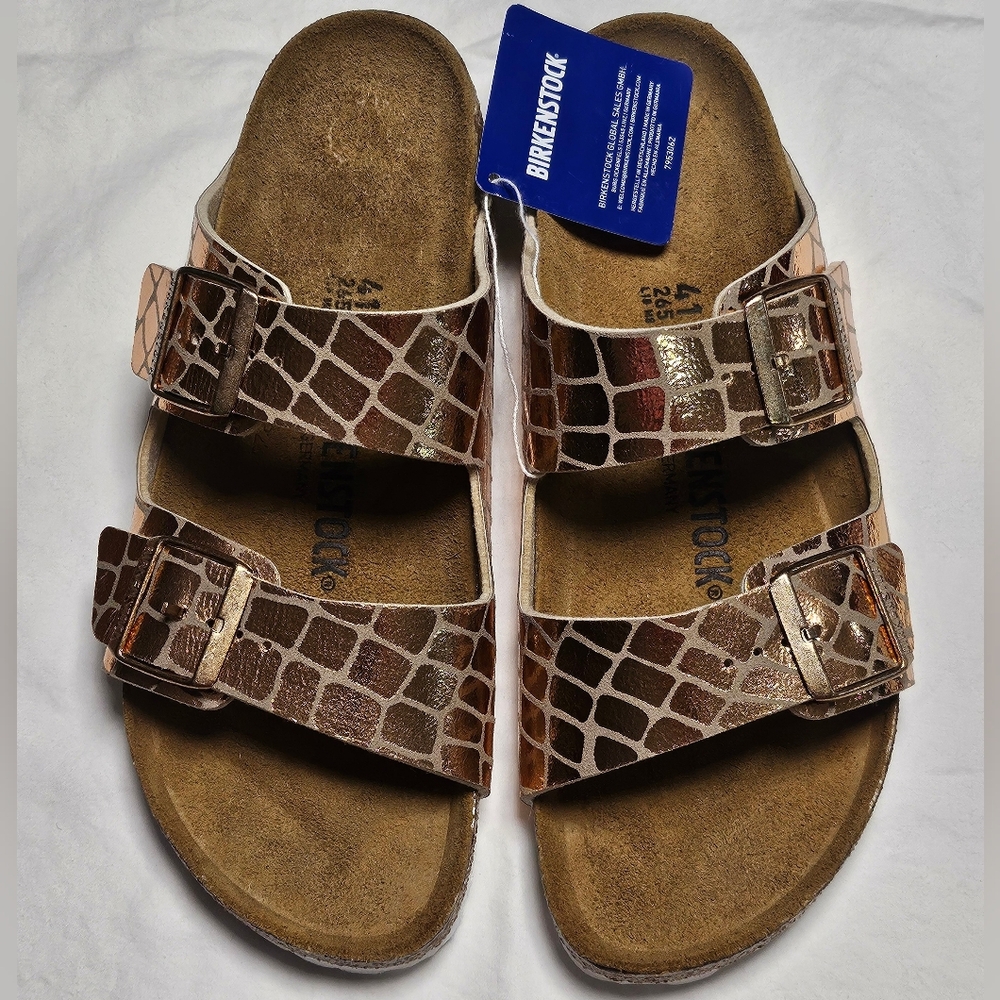 Birkenstock Arizona Gator Gleam Sandals Womens Size 41 / US 10  Copper NWT - Picture 3 of 11